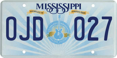 MS license plate OJD027