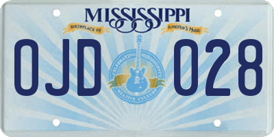 MS license plate OJD028