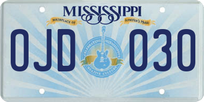 MS license plate OJD030
