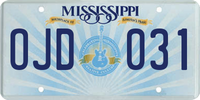 MS license plate OJD031