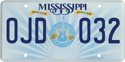 MS license plate OJD032