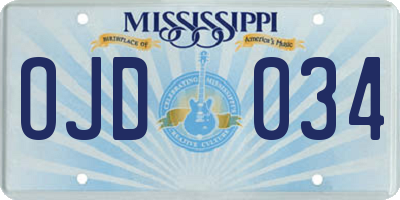 MS license plate OJD034