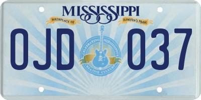 MS license plate OJD037