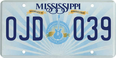 MS license plate OJD039