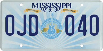 MS license plate OJD040