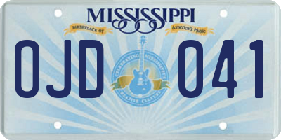 MS license plate OJD041