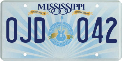 MS license plate OJD042