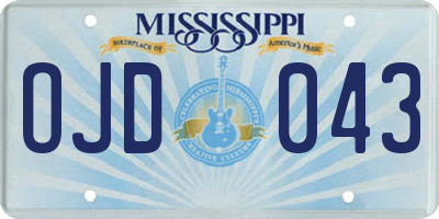 MS license plate OJD043