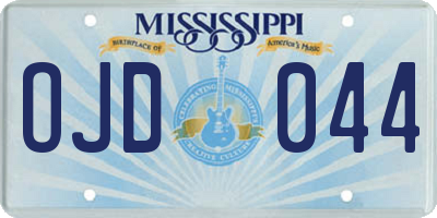 MS license plate OJD044