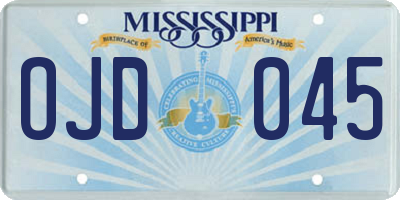 MS license plate OJD045
