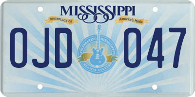MS license plate OJD047