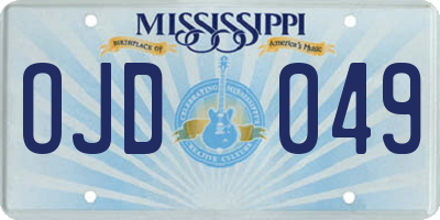 MS license plate OJD049