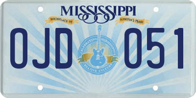 MS license plate OJD051