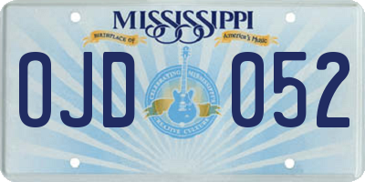 MS license plate OJD052