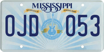 MS license plate OJD053