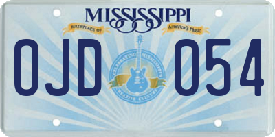 MS license plate OJD054