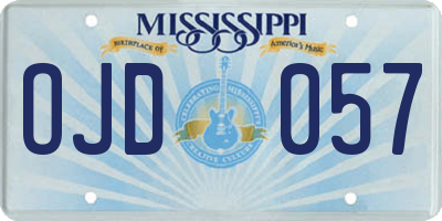MS license plate OJD057