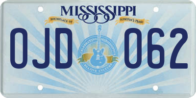 MS license plate OJD062
