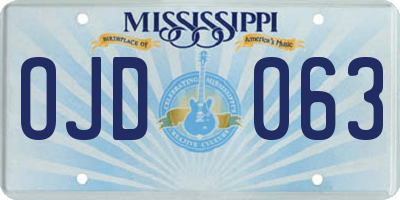 MS license plate OJD063
