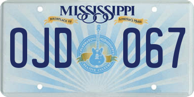 MS license plate OJD067