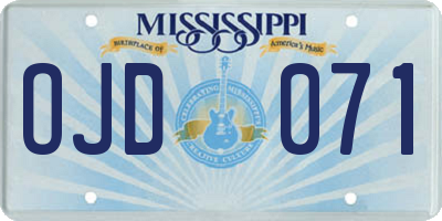 MS license plate OJD071