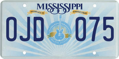 MS license plate OJD075