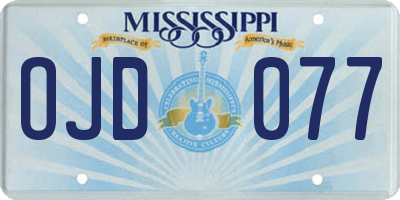 MS license plate OJD077