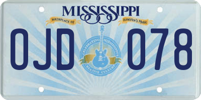 MS license plate OJD078