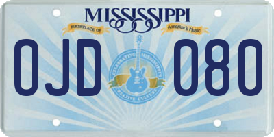 MS license plate OJD080