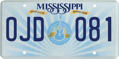 MS license plate OJD081