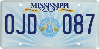 MS license plate OJD087