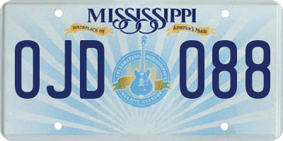 MS license plate OJD088