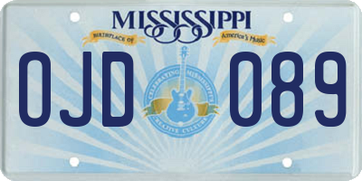 MS license plate OJD089