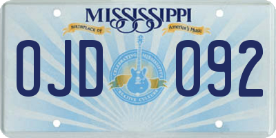 MS license plate OJD092