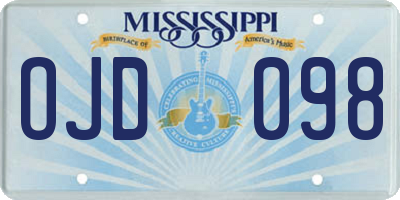 MS license plate OJD098