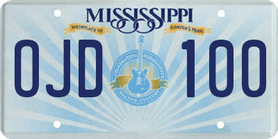 MS license plate OJD100