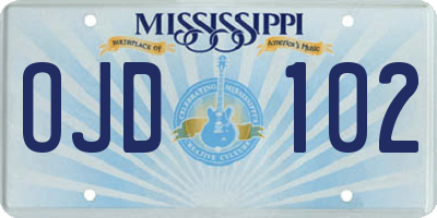 MS license plate OJD102