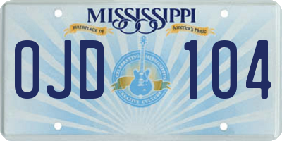MS license plate OJD104
