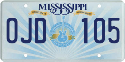 MS license plate OJD105