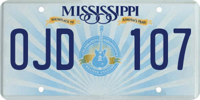 MS license plate OJD107