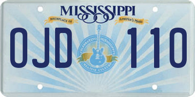 MS license plate OJD110