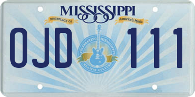 MS license plate OJD111
