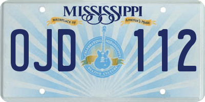 MS license plate OJD112