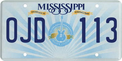 MS license plate OJD113
