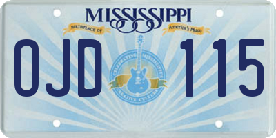 MS license plate OJD115