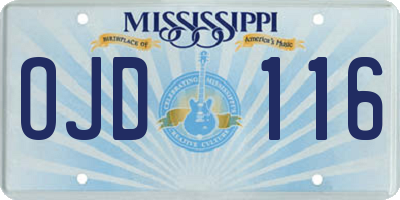 MS license plate OJD116