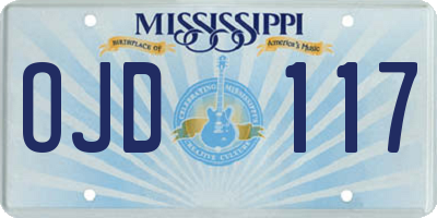 MS license plate OJD117