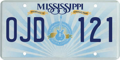 MS license plate OJD121