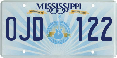 MS license plate OJD122
