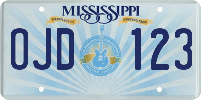 MS license plate OJD123